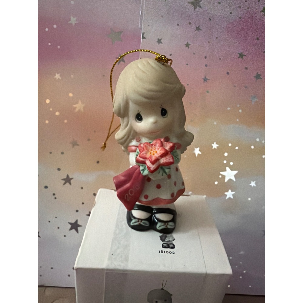 Precious Moments 2016 Wishing You A Beautiful Christmas Ornament 161002 Girl Box